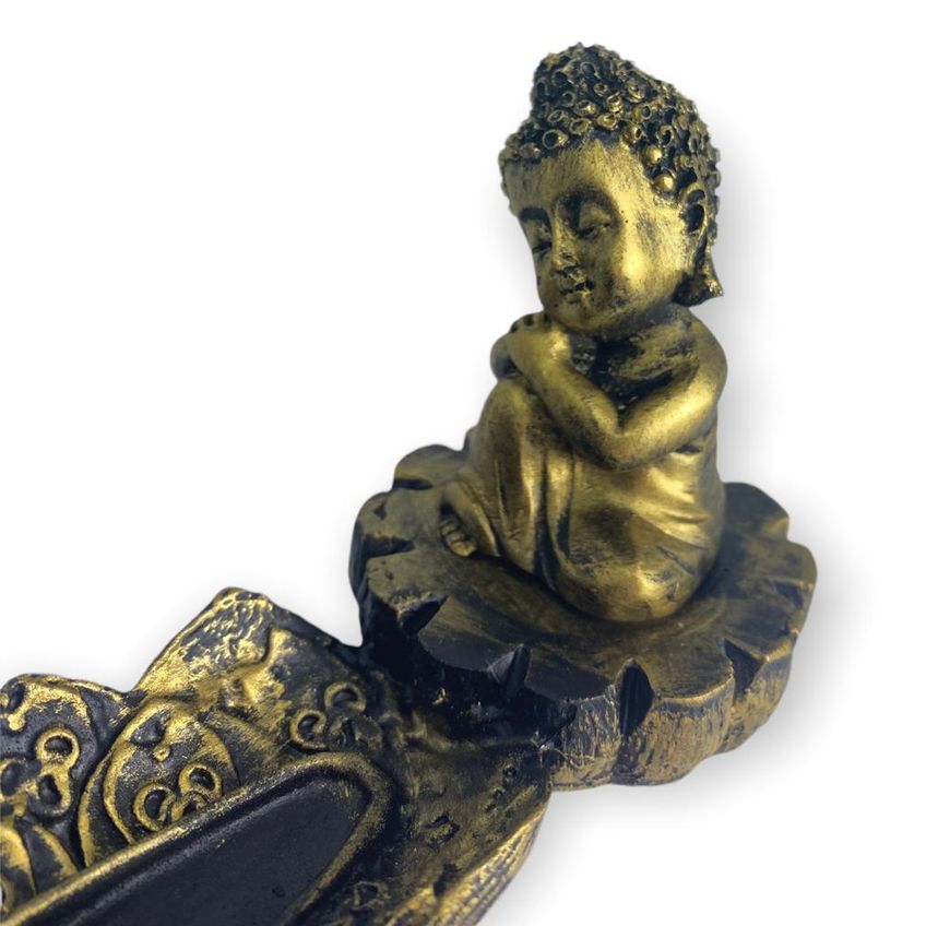 Incensário Régua Buda Sonhador Dourado 28 Cm - imagem 3