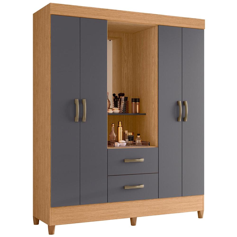 Guarda Roupa Capelinha Mobi 4 Portas Freijó/titanium - Móveis Albatroz