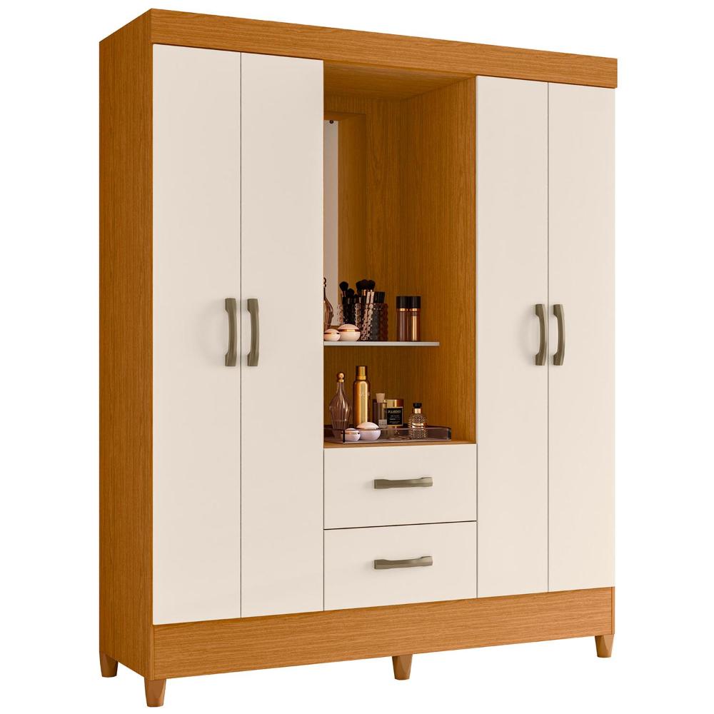 Guarda Roupa Capelinha Mobi 4 Portas Cinamomo/off White - Móveis Albatroz