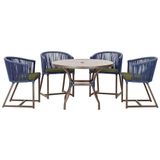 Mesa Com 4 Cadeiras E Noronha Estofado 13 Trama Original Azul