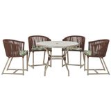 Mesa Com 4 Cadeiras E Noronha Estofado 5 Trama Original Marrom