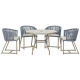 Mesa Com 4 Cadeiras E Noronha Estofado 3 Trama Original Prata