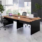 Plataforma Estação De Trabalho 4 Lugares 240cmx120cm Pé Painel Espresso Móveis Marrom/preto