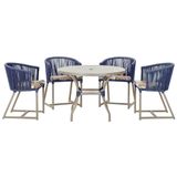 Mesa Com 4 Cadeiras E Noronha Estofado 6 Trama Original Azul