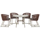 Mesa Com 4 Cadeiras E Noronha Estofado 11 Trama Original Marrom