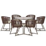 Mesa E 6 Cadeiras E Noronha Marrom E7 Trama Original Marrom