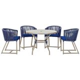 Mesa Com 4 Cadeiras E Noronha Estofado 10 Trama Original Azul