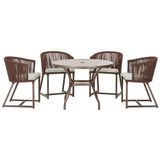 Mesa Com 4 Cadeiras E Noronha Estofado 3 Trama Original Marrom
