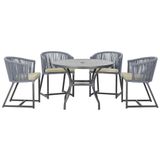 Mesa Com 4 Cadeiras E Noronha Estofado 7 Trama Original Prata