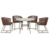 Mesa Com 4 Cadeiras E Noronha Estofado 13 Trama Original Marrom