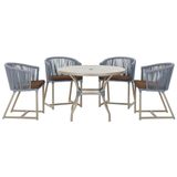 Mesa Com 4 Cadeiras E Noronha Estofado 9 Trama Original Prata