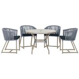 Mesa Com 4 Cadeiras E Noronha Estofado 12 Trama Original Prata