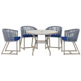 Mesa Com 4 Cadeiras E Noronha Estofado 10 Trama Original Prata
