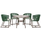 Mesa Com 4 Cadeiras E Noronha Estofado 3 Trama Original Verde