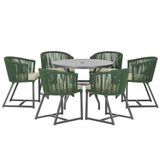 Mesa E 6 Cadeiras E Noronha Preto E7 Trama Original Verde