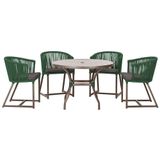 Mesa Com 4 Cadeiras E Noronha Estofado 11 Trama Original Verde