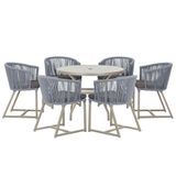 Mesa E 6 Cadeiras De Jantar Noronha Fendi E11 Trama Original Prata