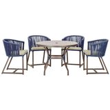 Mesa Com 4 Cadeiras E Noronha Estofado 7 Trama Original Azul