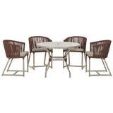 Mesa Com 4 Cadeiras E Noronha Estofado 8 Trama Original Marrom