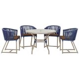 Mesa Com 4 Cadeiras E Noronha Estofado 9 Trama Original Azul