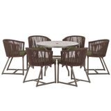 Mesa E 6 Cadeiras Jantar Noronha Marrom E13 Trama Original Marrom