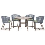 Mesa Com 4 Cadeiras E Noronha Estofado 5 Trama Original Prata