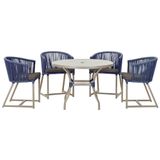 Mesa Com 4 Cadeiras E Noronha Estofado 11 Trama Original Azul