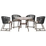 Mesa Com 4 Cadeiras E Noronha Estofado 6 Trama Original Preto