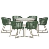 Mesa E 6 Cadeiras De Jantar Noronha Fendi E3 Trama Original Verde