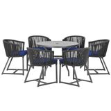 Mesa E 6 Cadeiras E Noronha Preto E10 Trama Original Preto