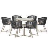 Mesa E 6 Cadeiras De Jantar Noronha Fendi E6 Trama Original Preto