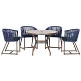 Mesa Com 4 Cadeiras E Noronha Estofado 12 Trama Original Azul