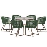 Mesa E 6 Cadeiras E Noronha Marrom E5 Trama Original Verde