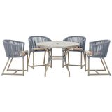 Mesa Com 4 Cadeiras E Noronha Estofado 6 Trama Original Prata