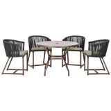 Mesa Com 4 Cadeiras E Noronha Estofado 8 Trama Original Preto