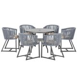 Mesa E 6 Cadeiras E Noronha Preto E6 Trama Original Prata