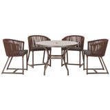 Mesa Com 4 Cadeiras E Noronha Estofado 11 Trama Original Marrom