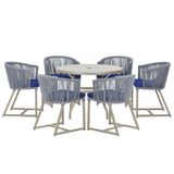 Mesa E 6 Cadeiras De Jantar Noronha Fendi E10 Trama Original Prata
