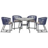 Mesa Com 4 Cadeiras E Noronha Estofado 6 Trama Original Azul
