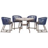 Mesa Com 4 Cadeiras E Noronha Estofado 11 Trama Original Azul