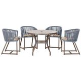 Mesa Com 4 Cadeiras E Noronha Estofado 6 Trama Original Prata