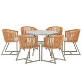 Mesa E 6 Cadeiras De Jantar Noronha Fendi E3 Trama Original Terra Cota