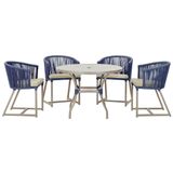 Mesa Com 4 Cadeiras E Noronha Estofado 7 Trama Original Azul