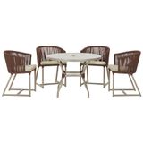 Mesa Com 4 Cadeiras E Noronha Estofado 7 Trama Original Marrom