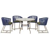 Mesa Com 4 Cadeiras E Noronha Estofado 13 Trama Original Azul
