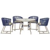 Mesa Com 4 Cadeiras E Noronha Estofado 8 Trama Original Azul
