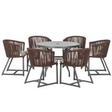 Mesa E 6 Cadeiras E Noronha Preto E6 Trama Original Marrom