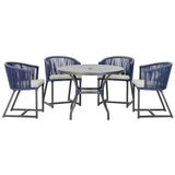 Mesa Com 4 Cadeiras E Noronha Estofado 3 Trama Original Azul