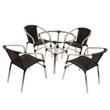 Jogo Turin 4 Cadeiras E Mesa Em Alumínio Trama Original Preto