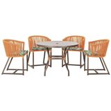 Mesa Com 4 Cadeiras E Noronha Estofado 5 Trama Original Terra Cota